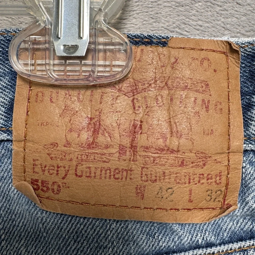 Levis 550 Jeans Mens 42x32 Blue Light Wash Relaxed Tapered‎ Denim Cotton vtg